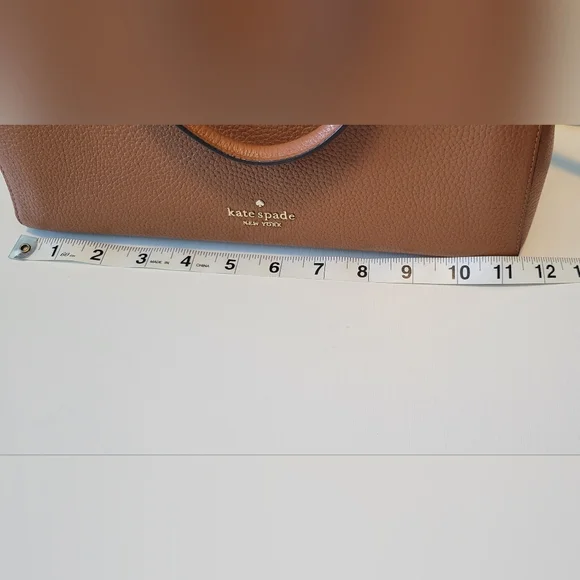 KATE SPADE Leila Brown Leather Satchel Triple Compartment 11" X 8" X 5" - Picture 13 of 15